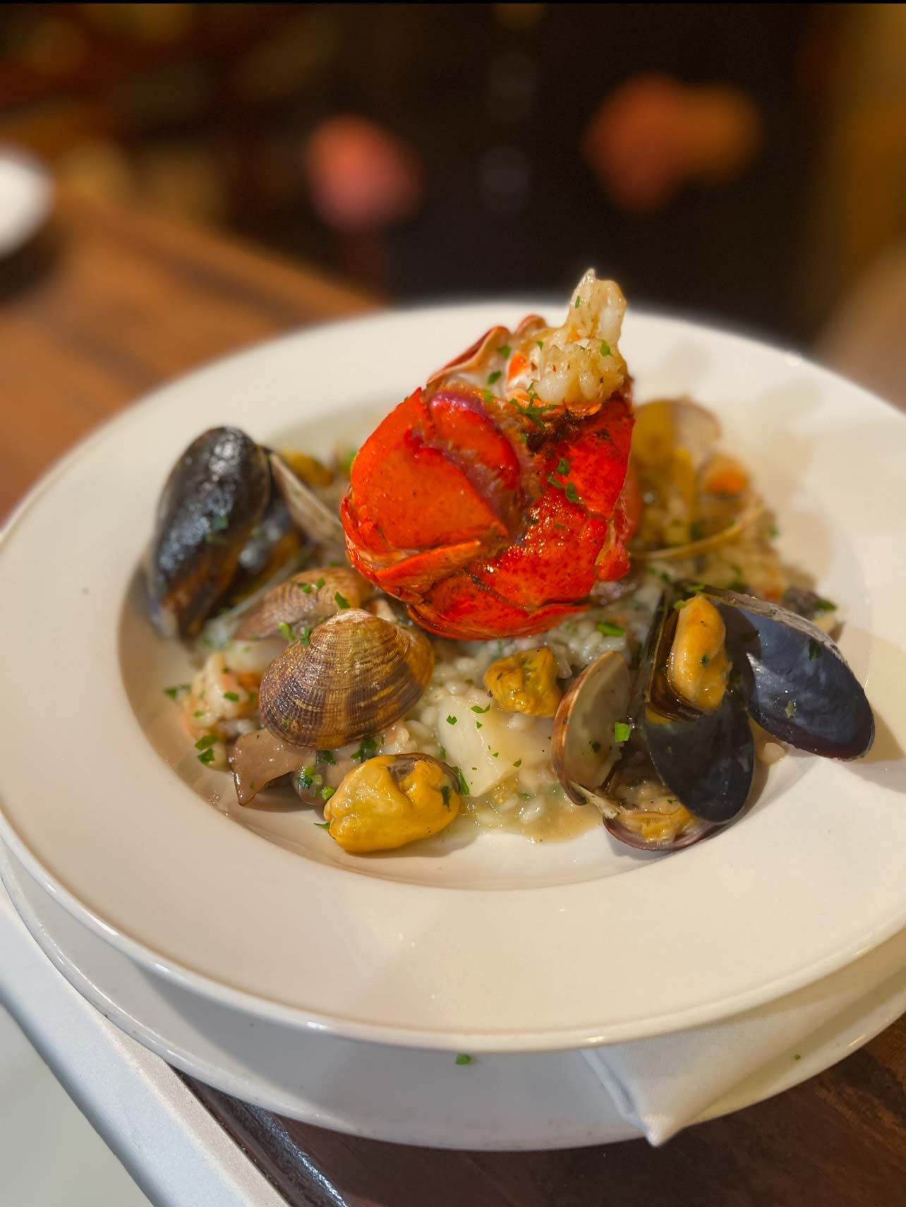 Seafood with lobster tail