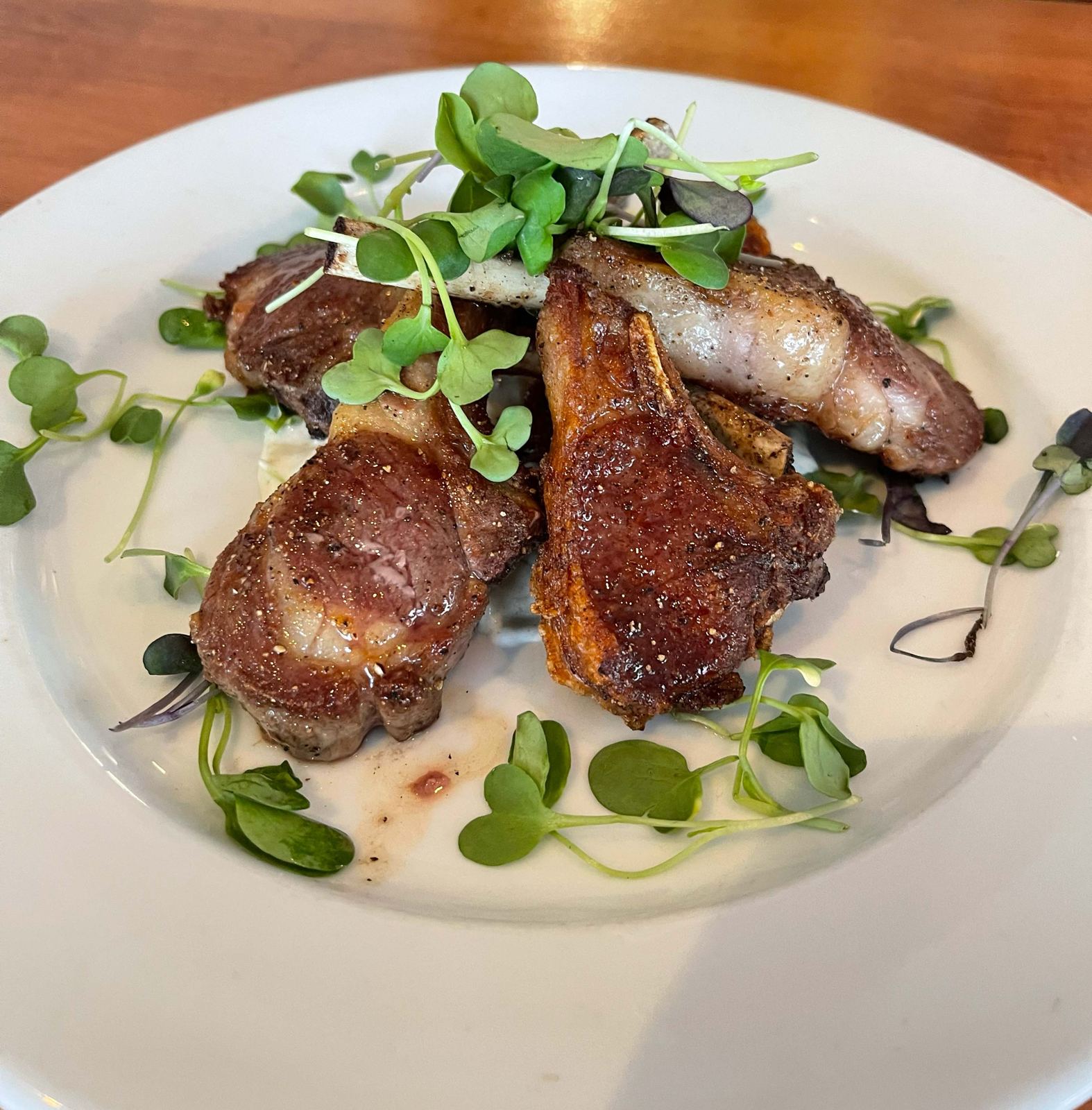 Lamb chops with microgreens