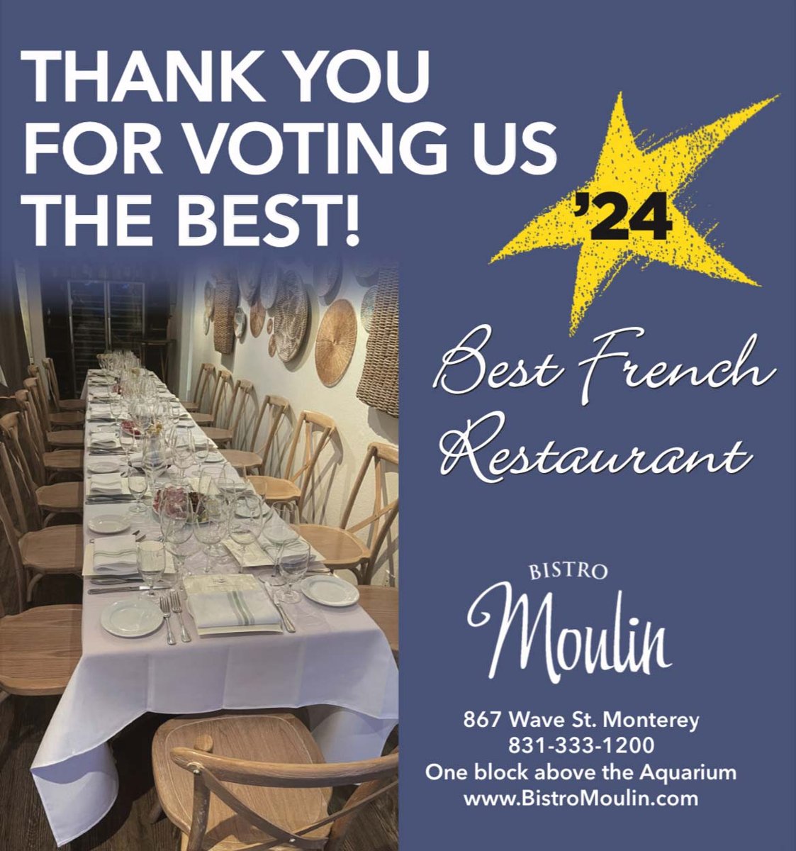 Voted Best French Restaurant, 2024