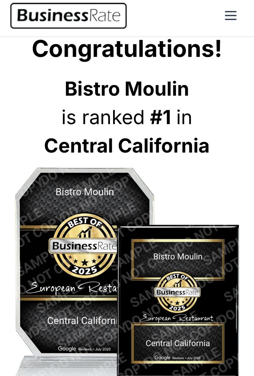 BusinessRate ranked #1 in Central California, 2025