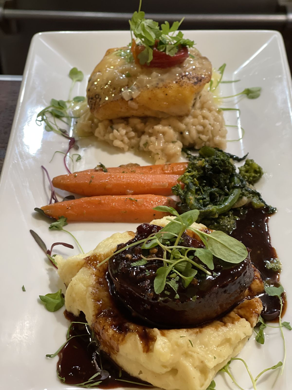 Fish and short rib with risotto